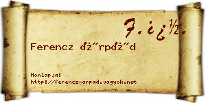 Ferencz Árpád névjegykártya